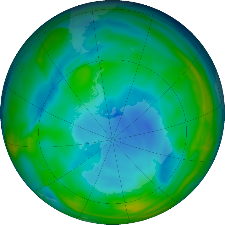 Antarctic ozone map for 21 June 2017